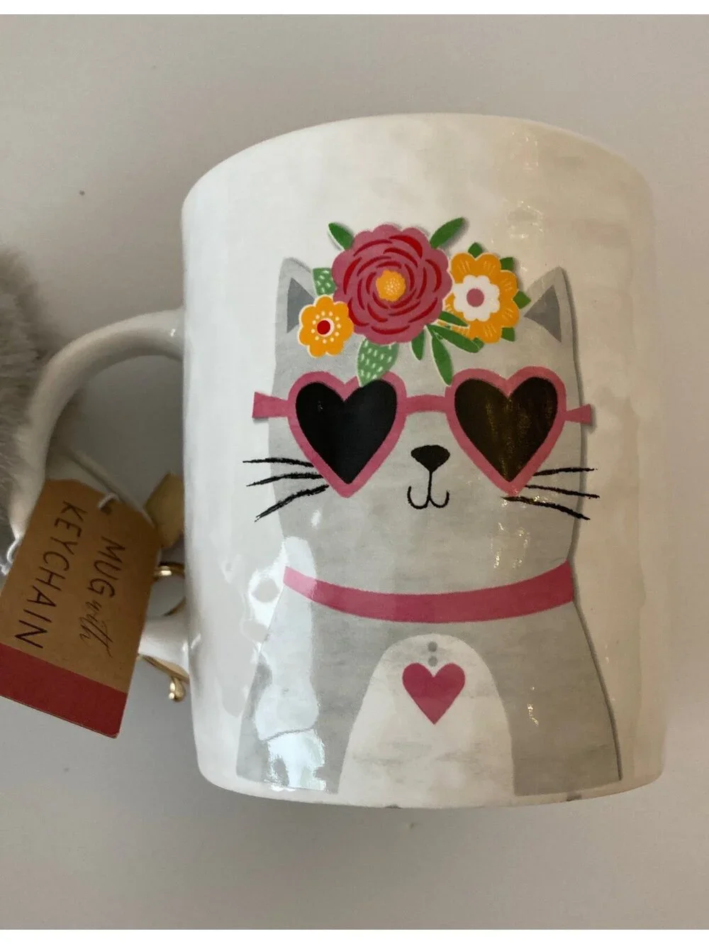 Cat mug with keychain nwt gift set